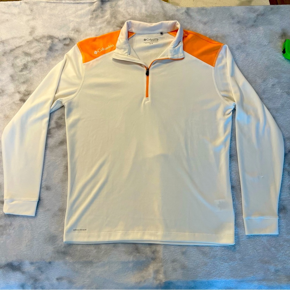 Columbia Golf White and Orange Pullover